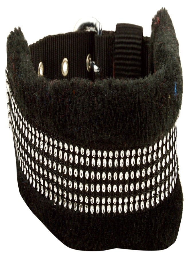 Skora Fancy Black Fur Dog Collar - Large, Black - Image 1